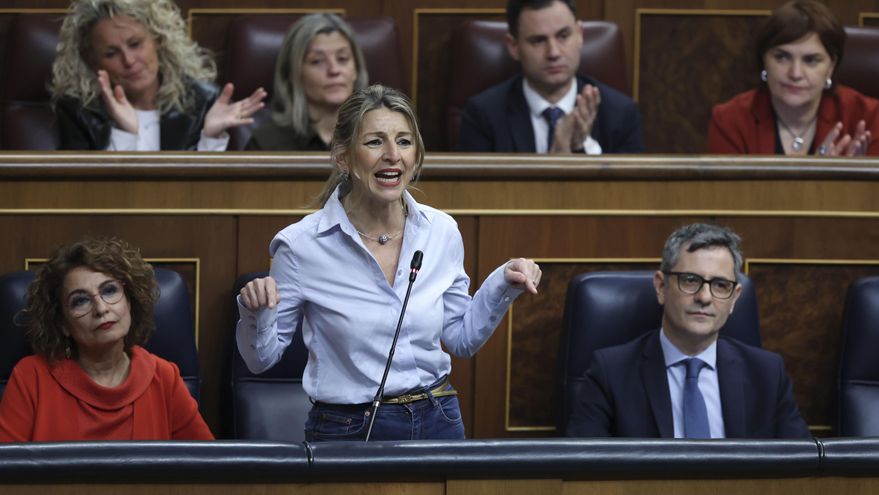 Yolanda Díaz interviene durante la sesión de control al Gobierno, este miércoles, en el Congreso de los Diputados.