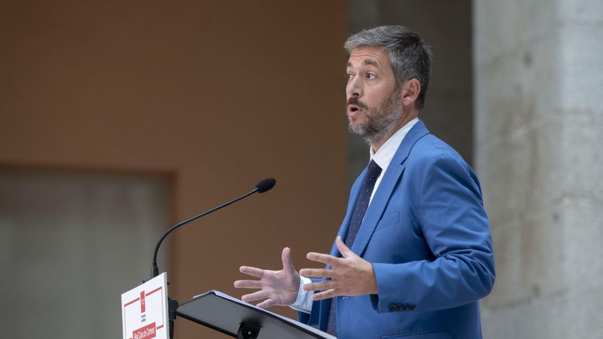 Archivo - El consejero de Presidencia, Justicia y Administración Local, Miguel Ángel García Martín, durante una rueda de prensa tras una reunión, en la Real Casa de Correos, a 5 de septiembre de 2024