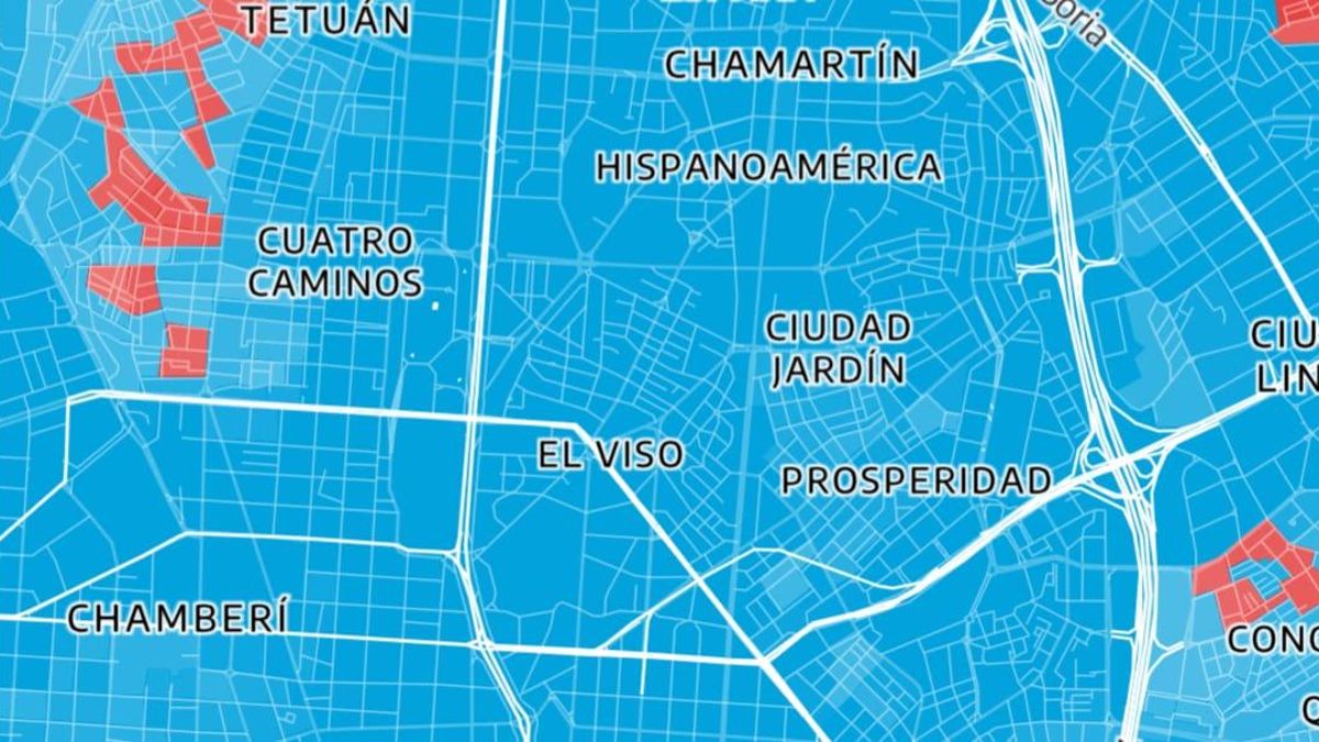 Mapa del voto por barrios en las elecciones del 23J, con El Viso teñido de azul