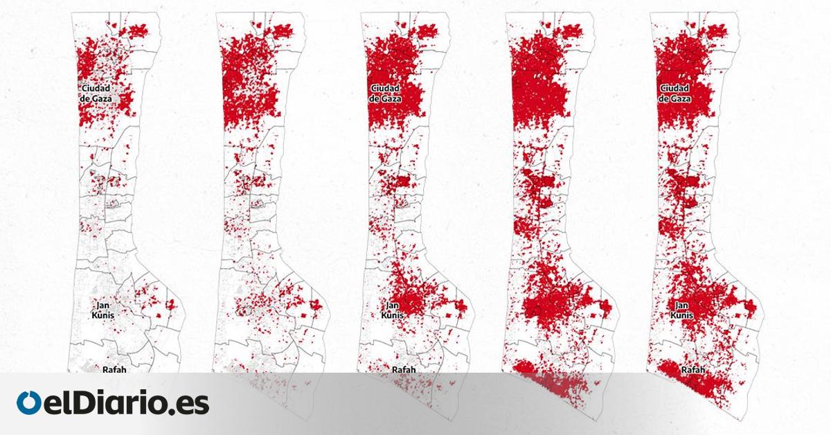 El mapa de cómo Israel ha arrasado Gaza: carreteras, cosechas, ciudades enteras y una población destruida