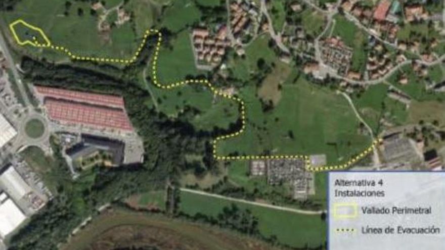 Plano de la ubicació de la planta de almacenacimiento de energía a través de baterías proyectada en Astillero