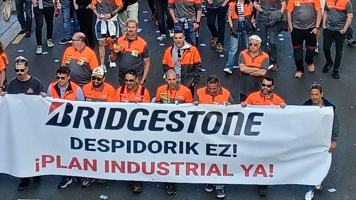 Manifestación de los trabajadores de Bridgestone.