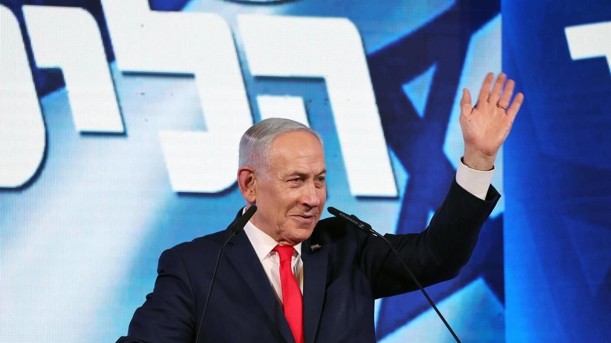Benjamín Netanyahu en la noche electoral tras los comicios del 27 de octubre de 2026.