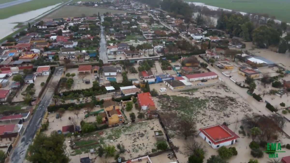 Imágenes aéreas de las parcelas afectadas por las inundaciones en Córdoba