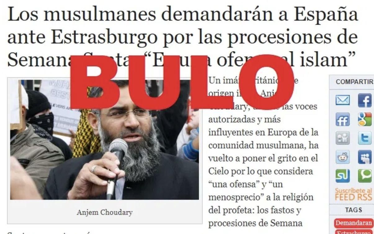 Bulo sobre la comunidad musulmana pidiendo prohibir la Semana Santa.