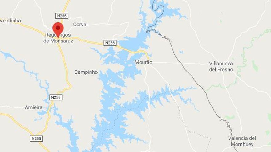 Mapa de la zona, dominada por el embalse luso de Alqueva, el mayor de Europa