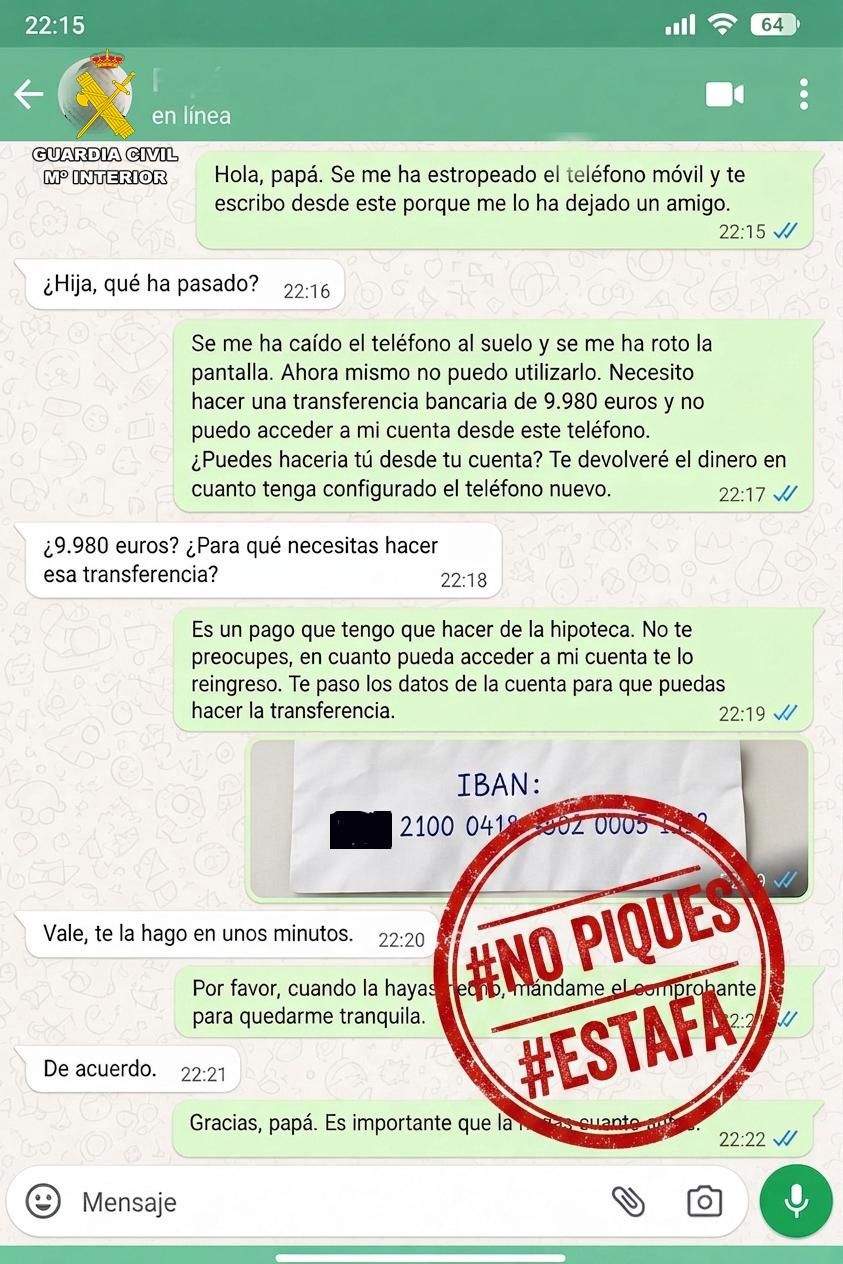 El engaño comienza con un whatsapp