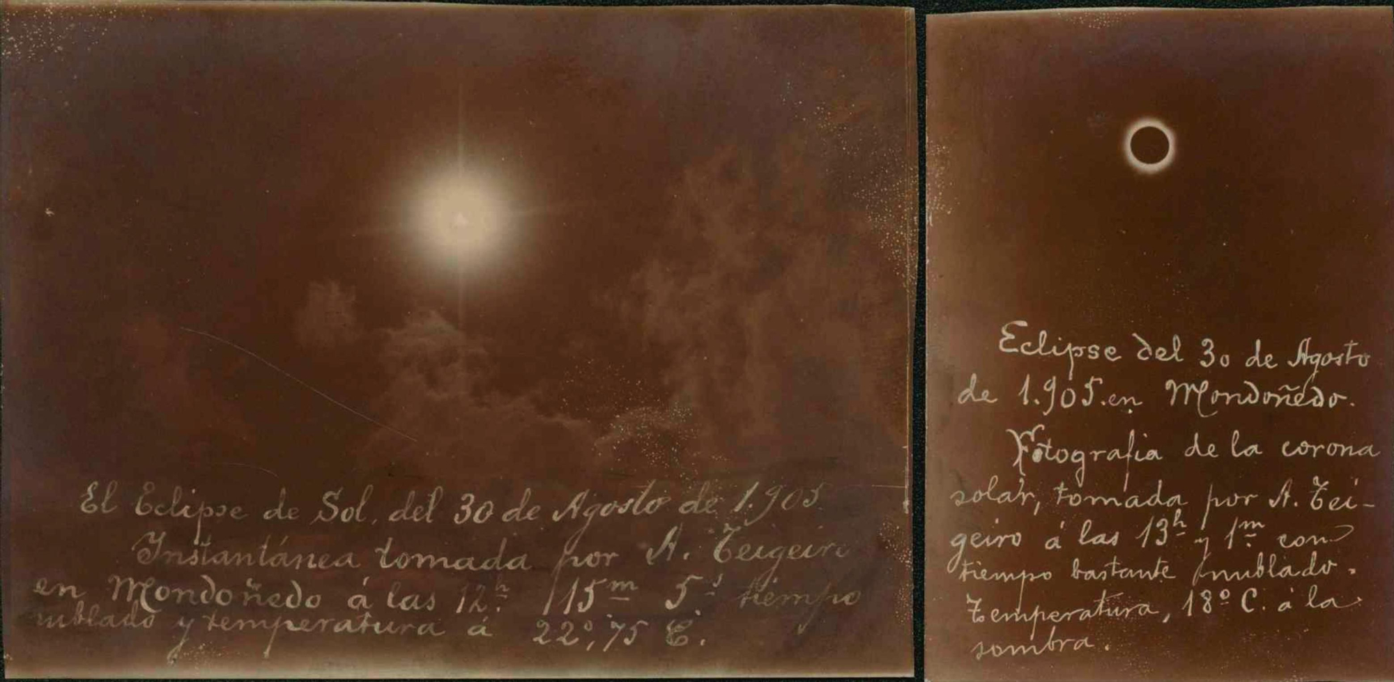 Imagen del eclipse de 1905 tomada desde Mondoñedo.