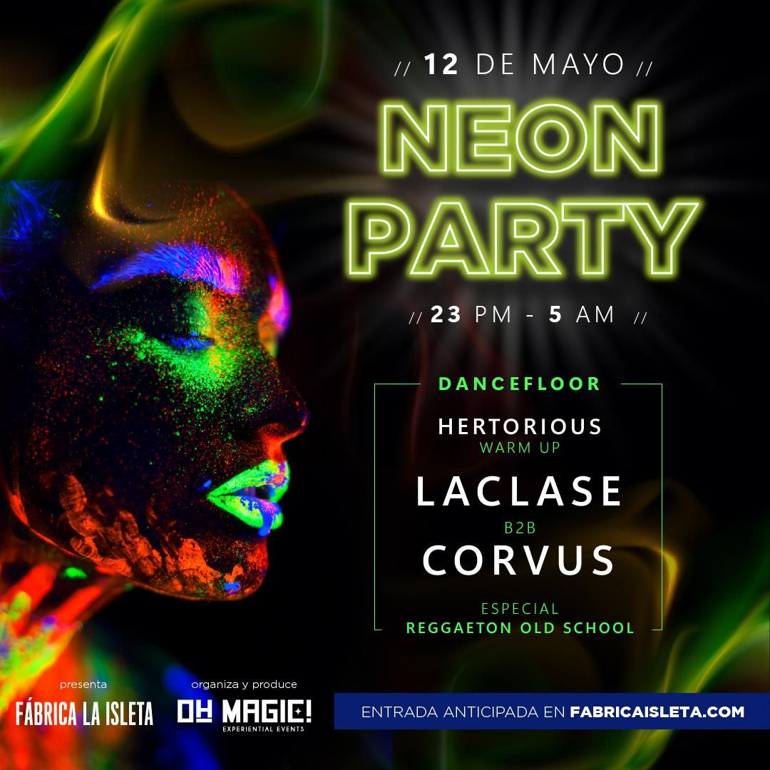 Cartel de la Neon Party en la Fabrica La Isleta