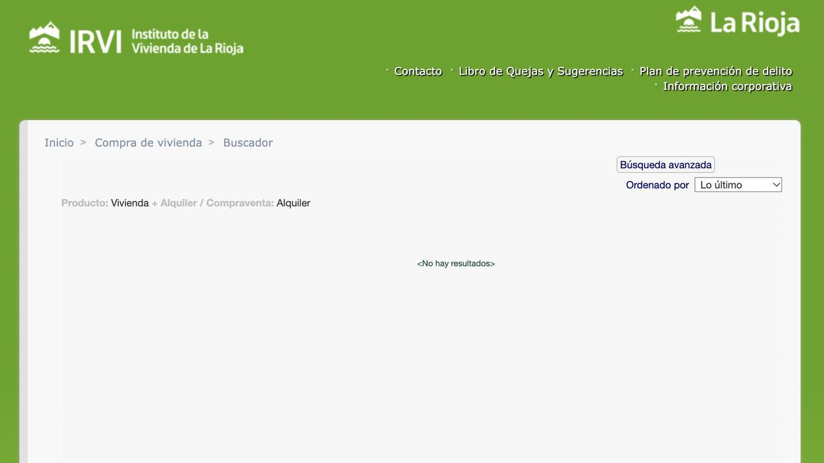 Ningún piso disponible para alquiler en el IRVI (Instituto Riojano de la Vivienda)