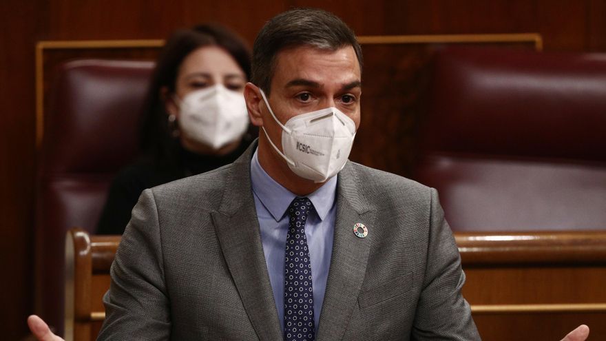 El presidente del Gobierno, Pedro Sánchez, en el Congreso de los Diputados el 17 de febrero de 2021