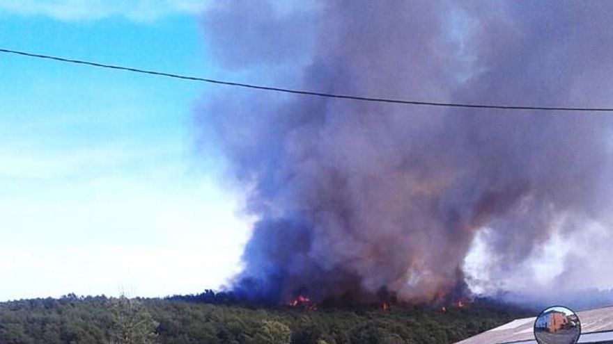 El monte incendiado en Villapadierna, cerca de Gradefes. Foto: @AT_Brif.