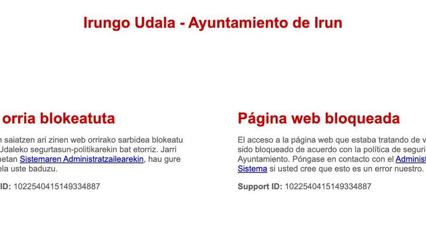 El Ayuntamiento de Irún sufre un ataque cibernético que tumba su página web