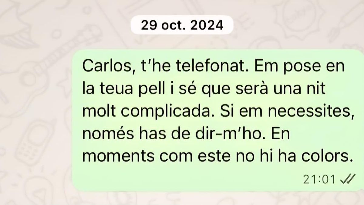 Baldoví muestra sus mensajes con Mazón la noche de la dana: "Si me necesitas, solo has de decírmelo"