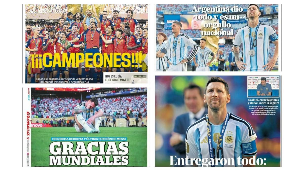 Las lágrimas de Messi y el título de España, en las tapas de los diarios del mundo