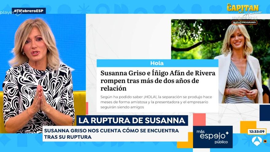 Susanna Griso habla en 'Espejo Público' sobre su ruptura sentimental: "No sabéis lo incómoda que me siento"