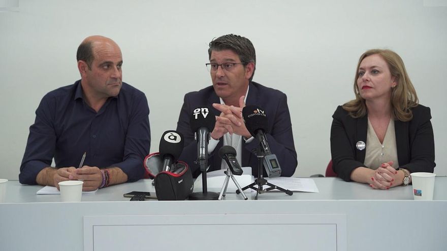 Ricard Gallego, Jorge Rodríguez y Natalia Enguix, en rueda de prensa.