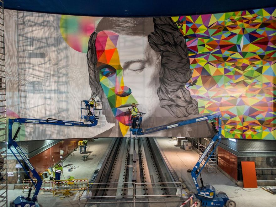 Okuda y Rosh333 en la estación Paco de Lucía - Línea Zero, 2014
