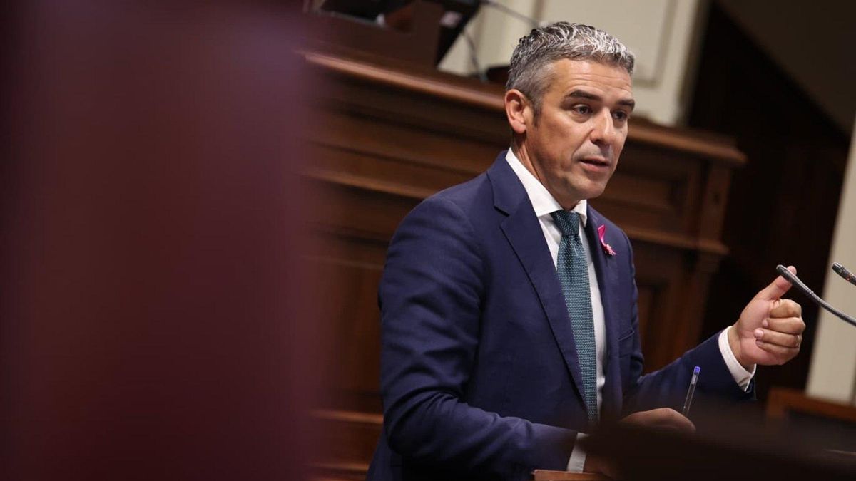 El consejero de Agricultura del Gobierno canario, Narvay Quintero, en el Parlamento regional.