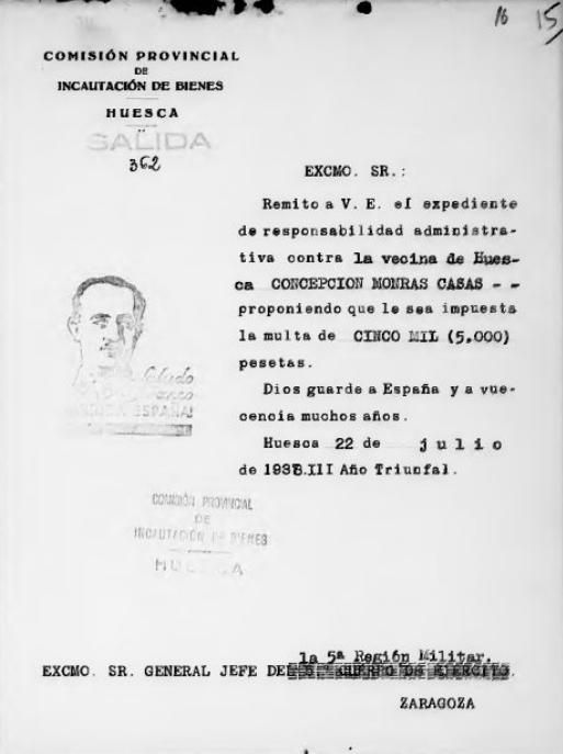 Orden de incautación bienes Concha Monrás en 1937.