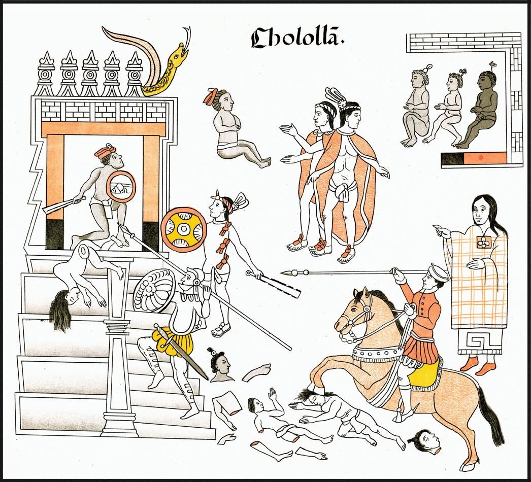 Matanza de Cholula Lienzo de Tlaxcala Malina indica a Cortés donde se ocultan caciques y sacerdotes.