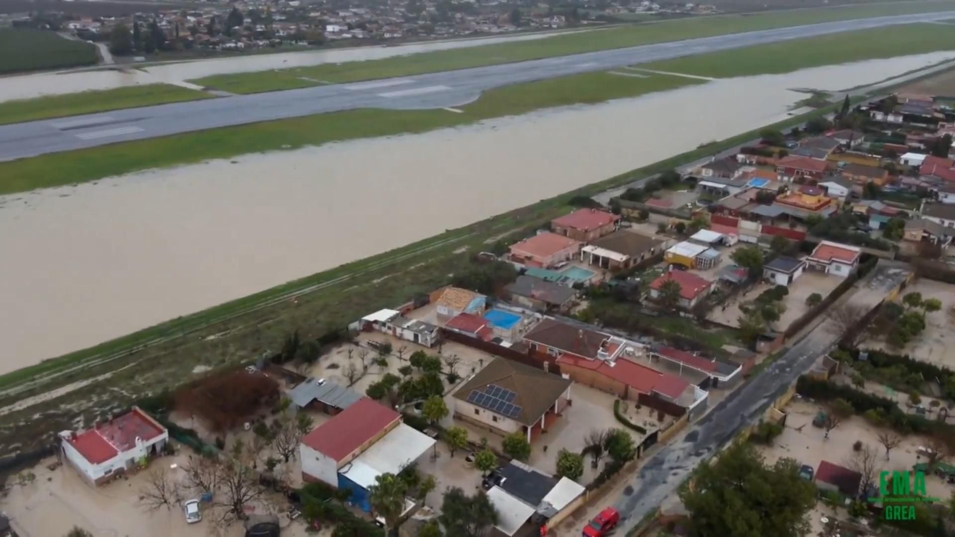 Imágenes aéreas de las parcelas afectadas por las inundaciones en Córdoba
