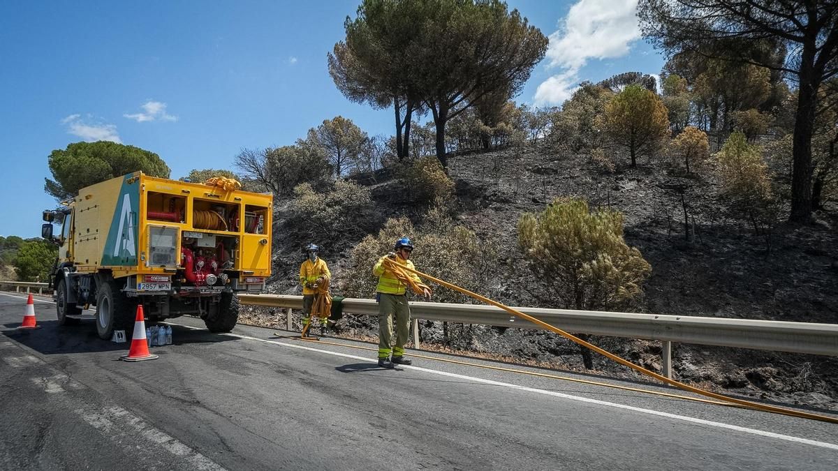 El camión que provocó el incendio en la Sierra de Córdoba