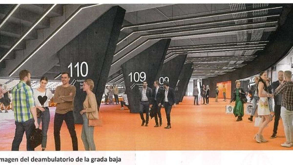 Imagen virtual de los pasillos interiores del nuevo estadio.