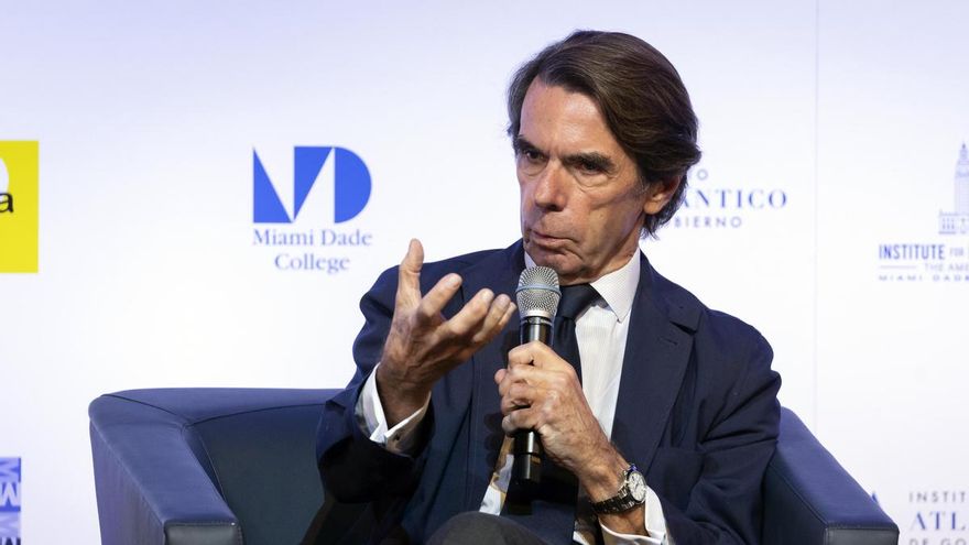 José María Aznar, durante un acto organizado por el Grupo IDEA en la universidad Miami Dade College (MDC).