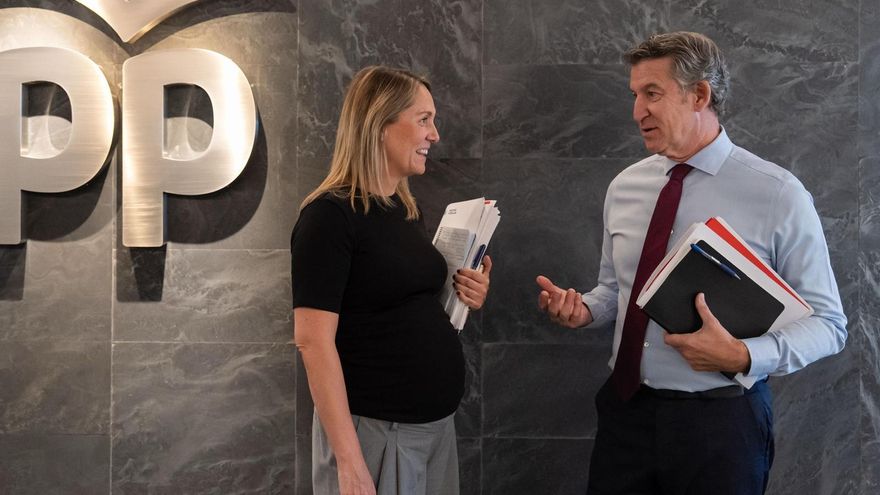 El líder del PP, Alberto Núñez Feijóo, junto a la vicesecretaria de Coordinación Sectorial del PP, Alma Ezcurra.