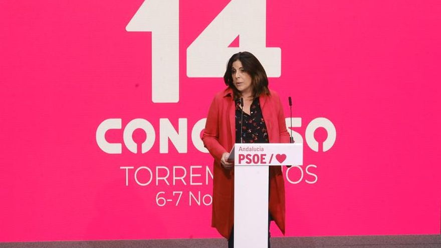 La diputada y coordinadora del comité organizador del 14 congreso del PSOE-A, Ángeles Ferriz, este martes en la sede de San Vicente.