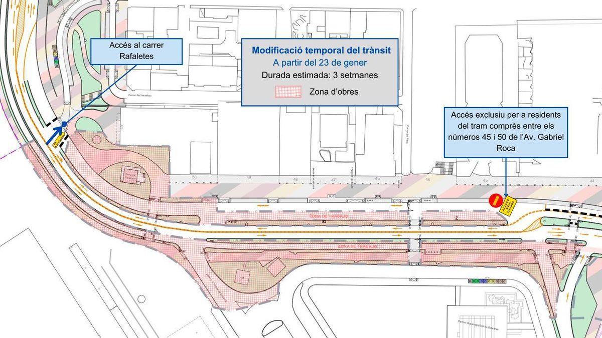 Reconfiguració temporal del trànsit a l’av. Gabriel Roca.