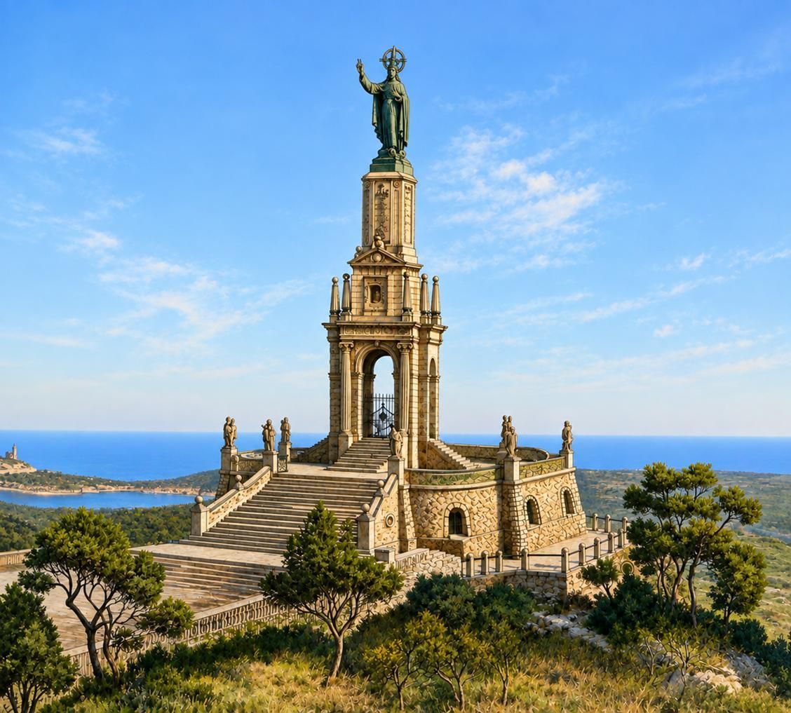 Acuarela del Cristo Rey de Felanitx realizada por Mateu Oliver