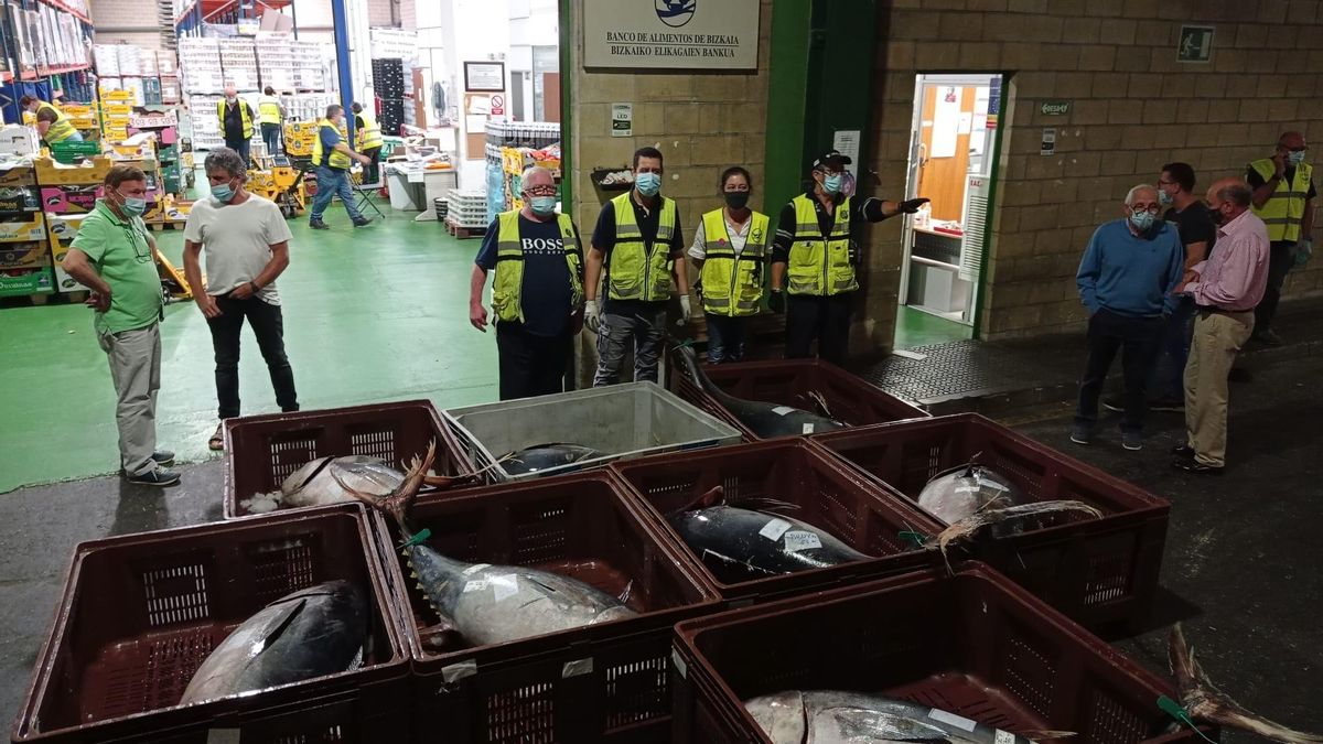 Archivo - Entrega de alimentos al Banco de Alimentos de Bizkaia