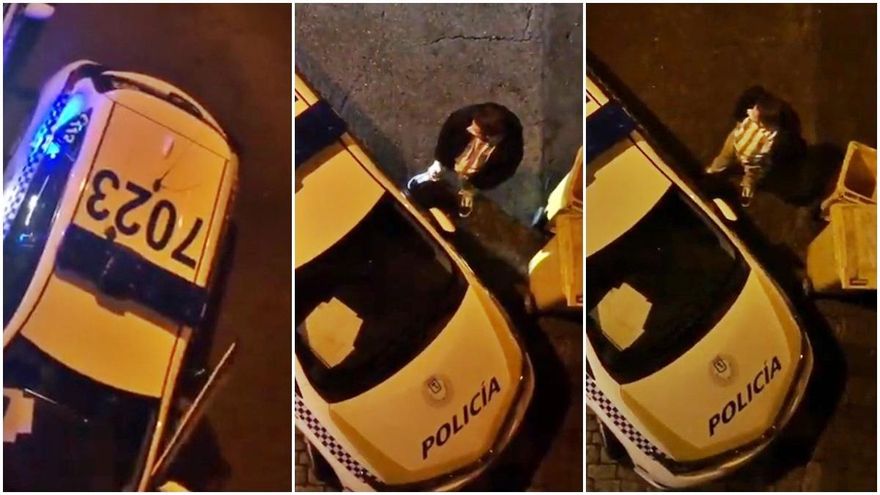 Orinando a un coche de la Policía de Madrid y contenedores ardiendo: vídeos de la Navidad en Ponzano