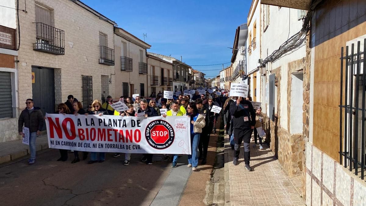 Manifestación en Carrión de Calatrava contra la planta de biometano