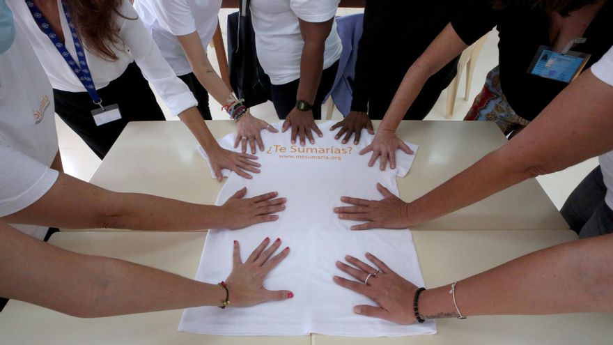 Mujeres en el proyecto de Me Sumaría en la prisión de Las Palmas. (ALEJANDRO RAMOS)