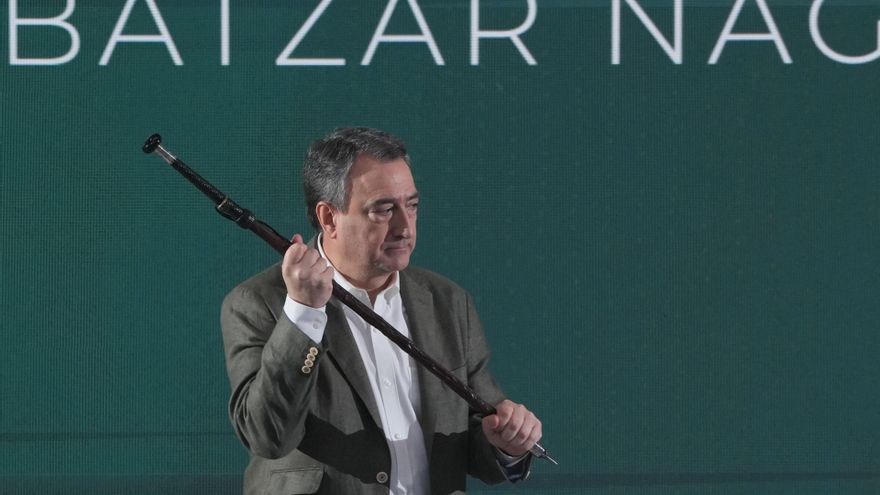 El nuevo presidente del EBB del PNV, Aitor Esteban, durante la IX Asamblea General del PNV, en el frontón Atano III de San Sebastián, a 30 de marzo de 2025, en San Sebastián