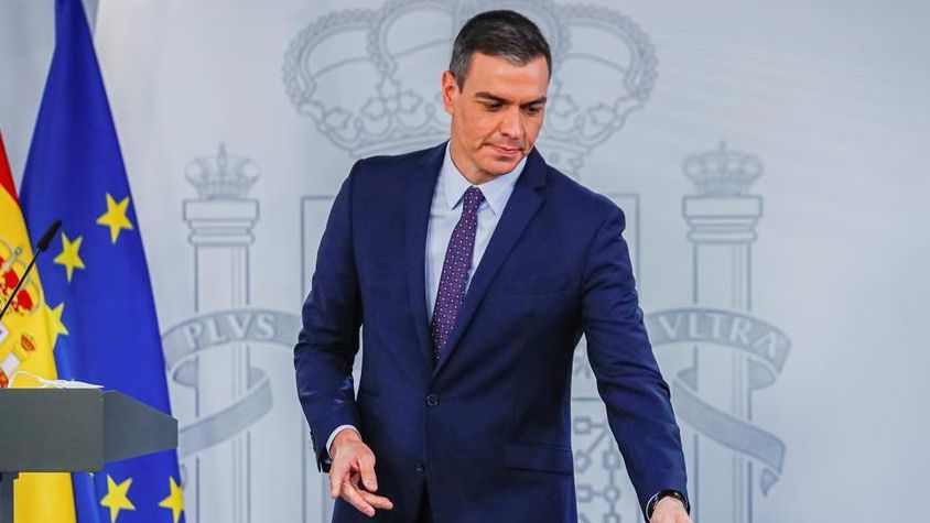 El presidente del Gobierno, Pedro Sánchez, en rueda de prensa tras la reunión del Consejo de Ministros, este martes en el Palacio de la Moncloa