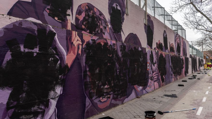 El mural feminista de Ciudad Lineal, vandalizado el 8M
