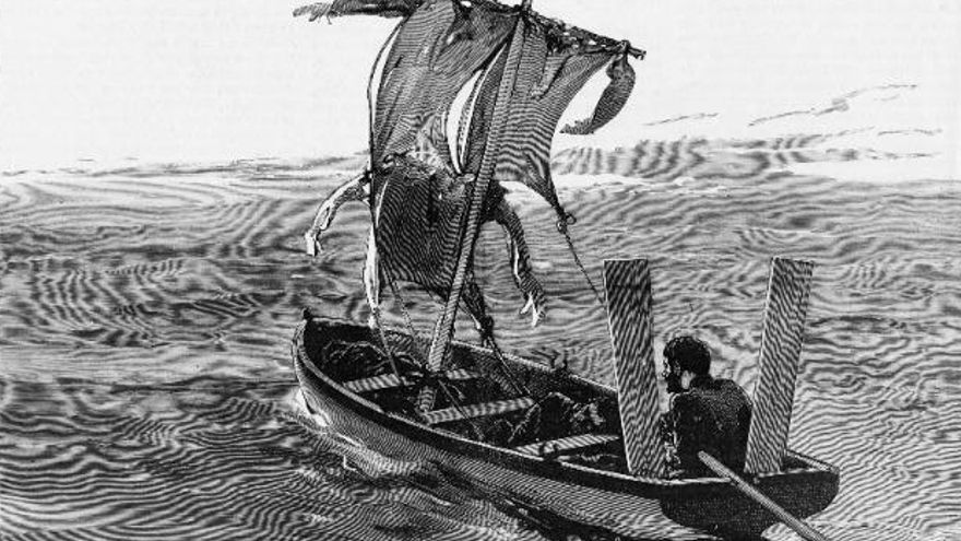 Recreación del naufragio del Mignotte a partir de los bocetos de Stephens, publicada en el periódico The Graphic el 20 de septiembre de 1884