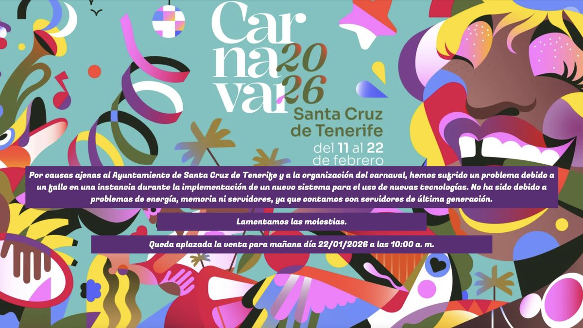 Problemas técnicos paralizan la venta de entradas de los concursos del Carnaval de Santa Cruz de Tenerife