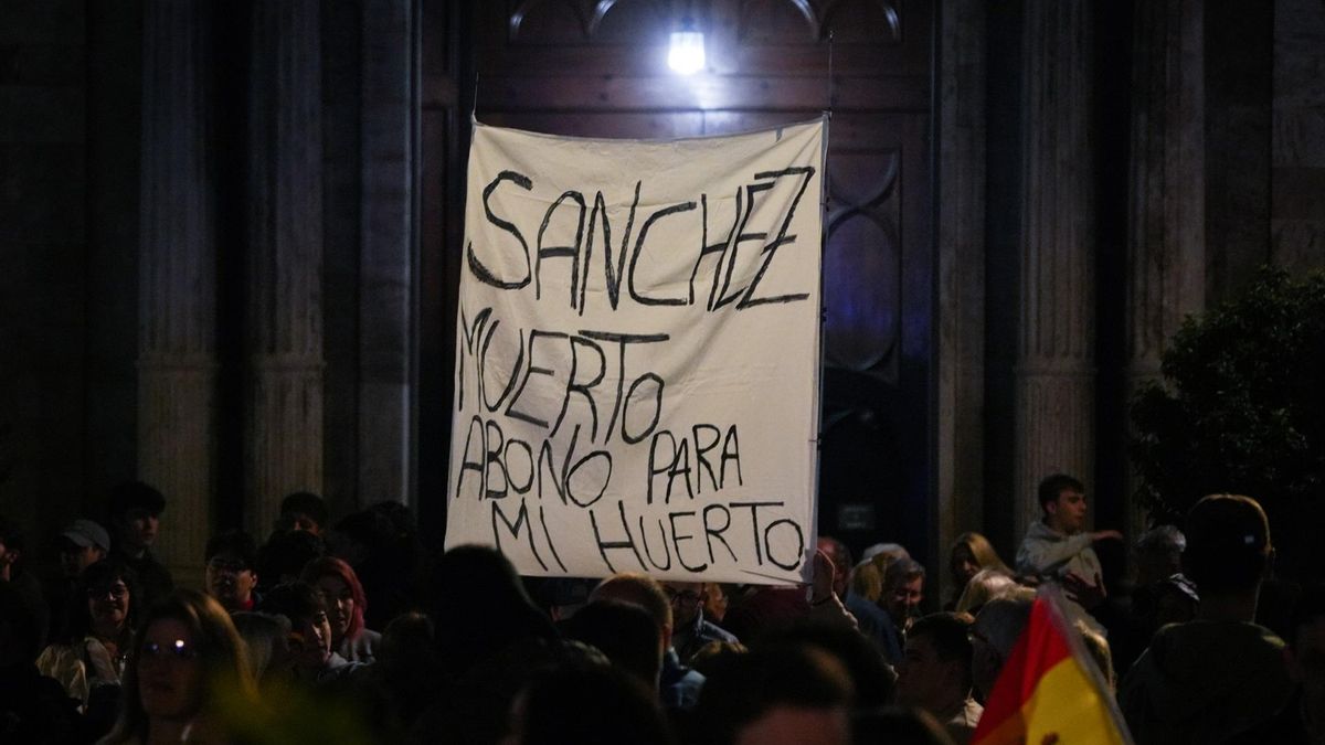 Pancarta de una manifestación contra Sánchez y Mazón en Valencia convocada por Revuelta, vinculada a Vox
