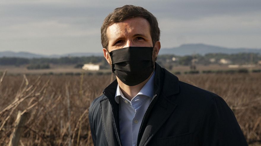 El líder del PP, Pablo Casado, durante una de sus últimas visitas a Catalunya.