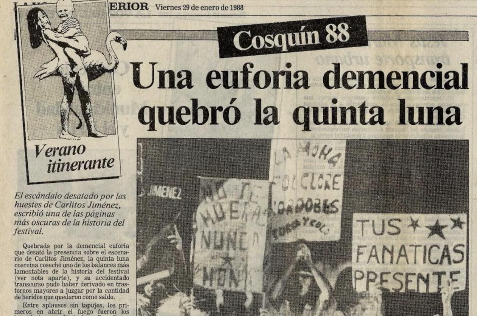 La Mona en Cosquín 1988, "una de las páginas más oscuras de la historia del festival".