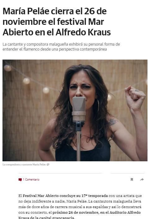 Noticia más destacada a la hora de hablar sobre María Peláe