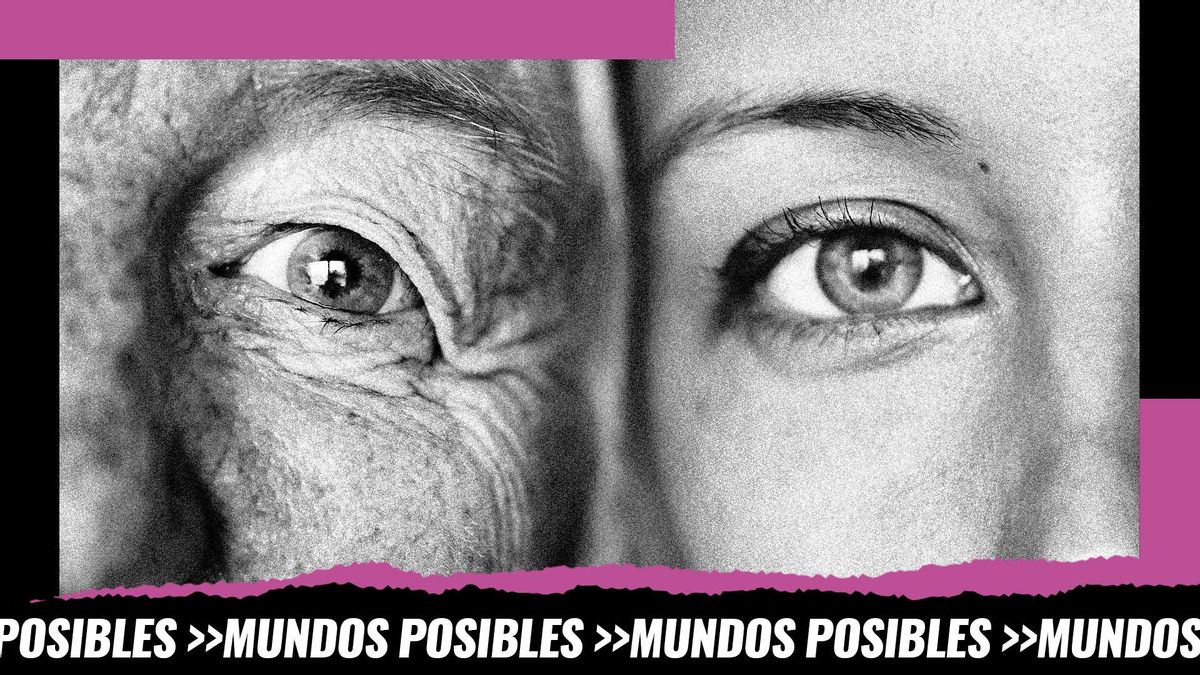 Fotografía de archivo detalle de las caras de dos mujeres de diferentes edades