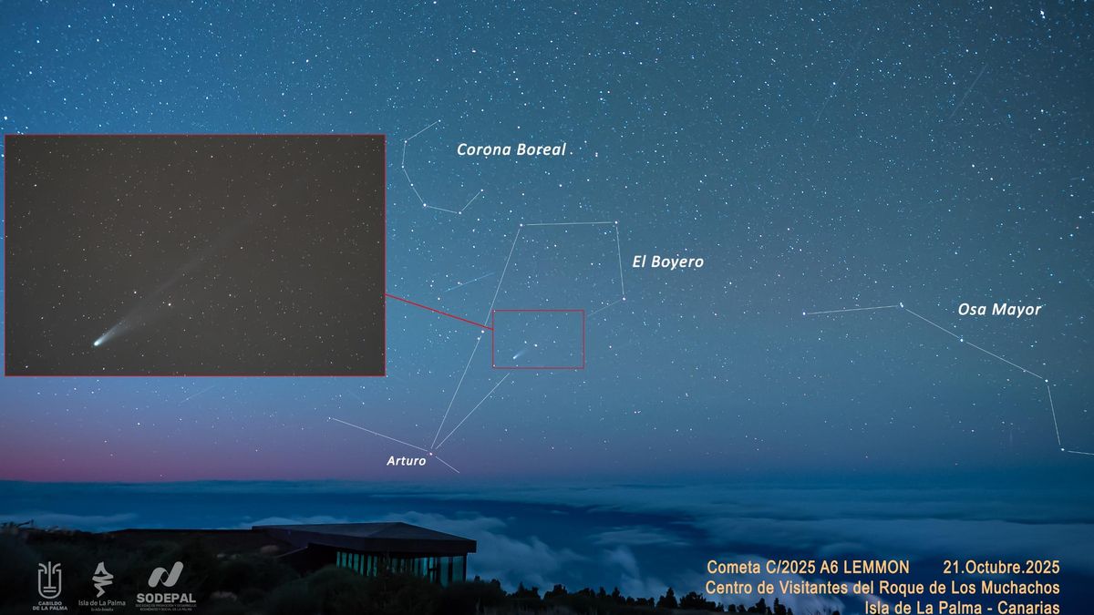 Imagen del cometa Lemmon  realizada el pasado 21 de octubre desde el Roque de Los Muchachos (Villa de Garafía=