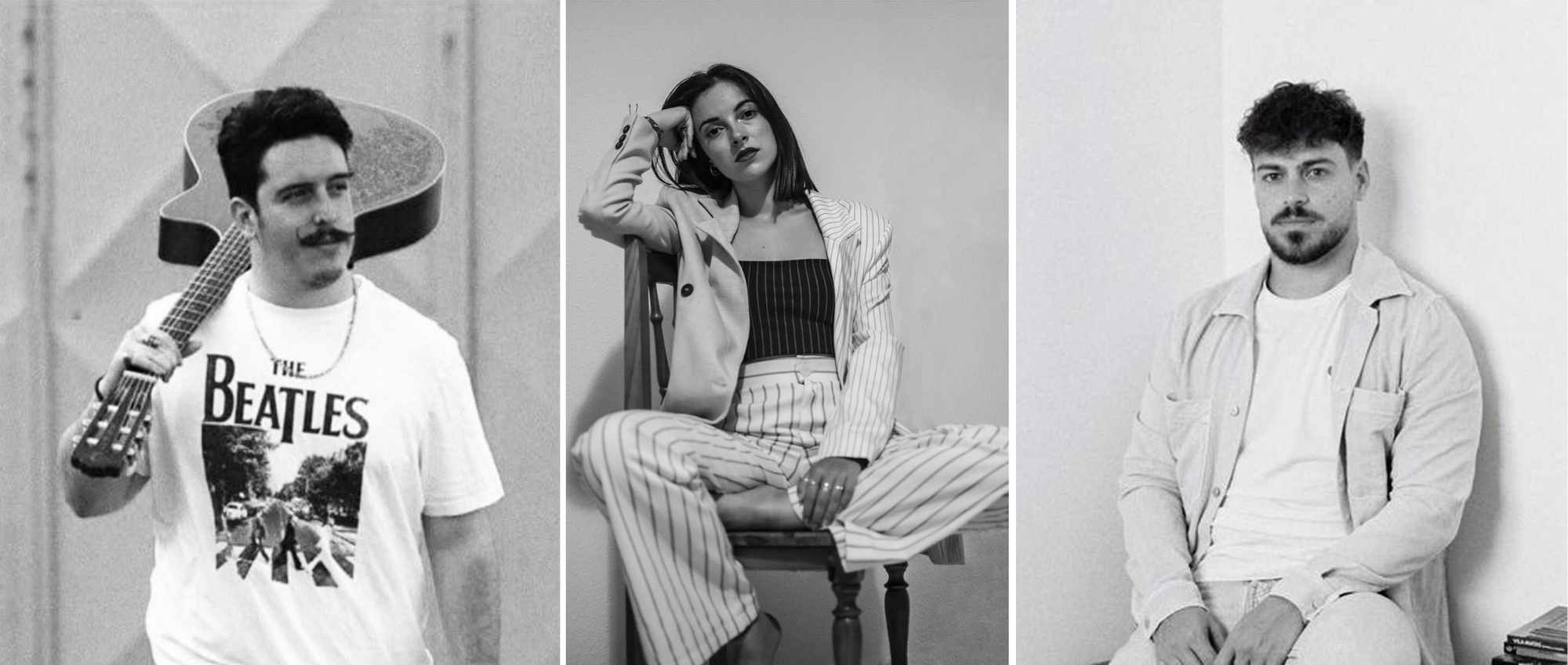 El cantautor palmero Manu Echeva, Miriam G.A. y el escritor chicharrero Yeray Barroso.