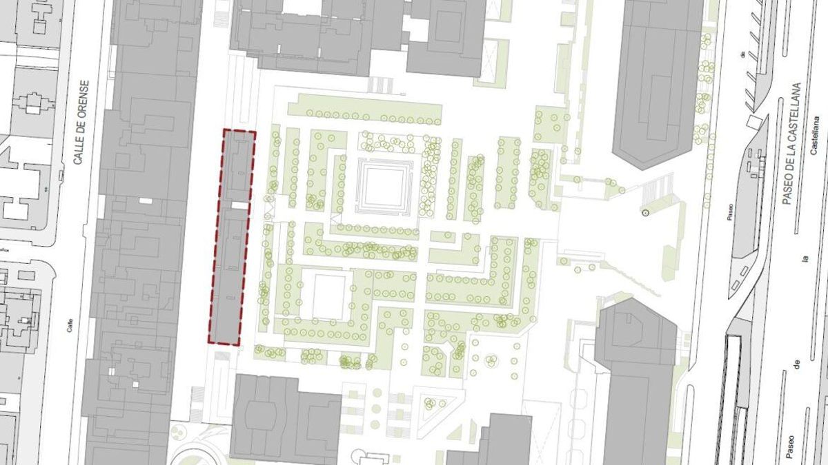 El edificio Serantes, señalado en el plano de AZCA